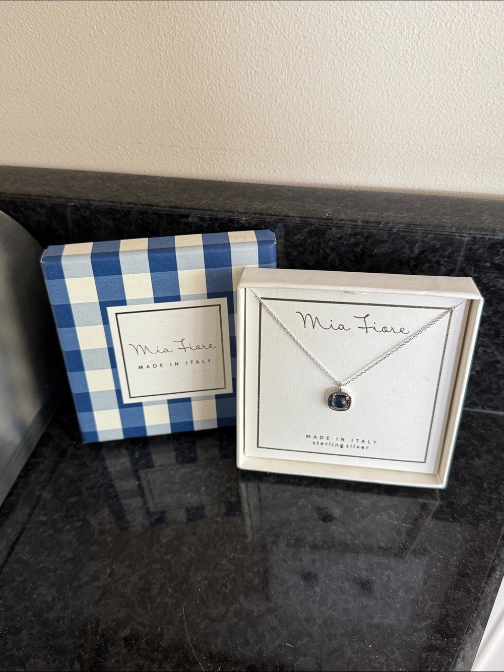Mia Fiore Sterling Silver Necklace with Blue Gemstone Made in Italy